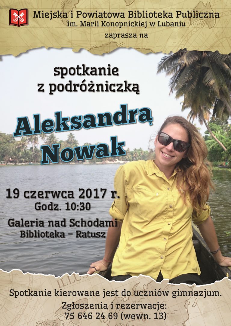 Spotkanie z podróżniczką Aleksandrą Nowak