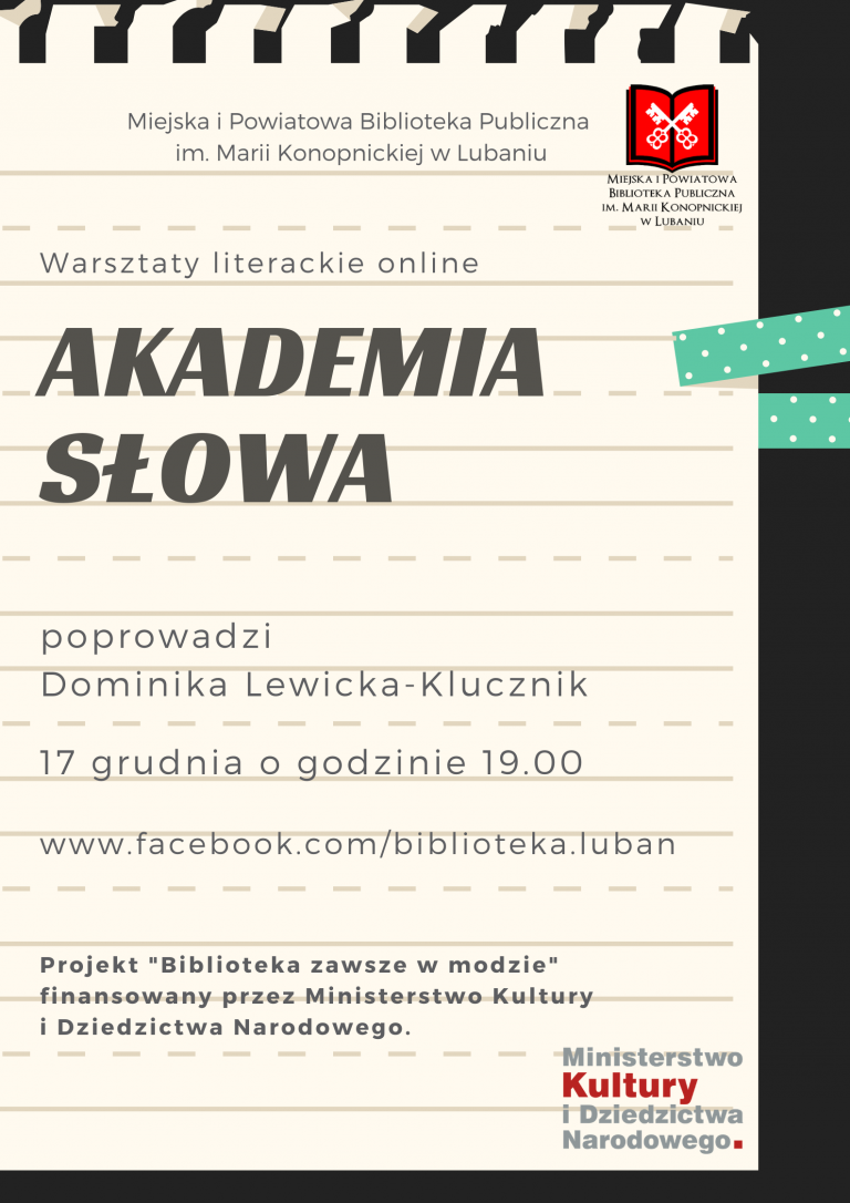 Akademia słowa – warsztaty online
