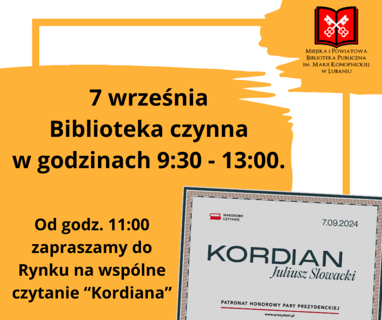 7 września czynne 9:30-11:00